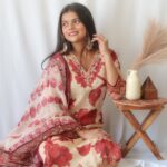 Crimson Bloom Tissue Shimmer Slim fit Suit Set - SALE - Image 3