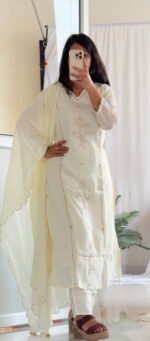 Ivory Mul Chanderi Suit Set - Image 2