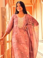 Mauve zari Festive Slim fit Suit Set - SALE - Image 2