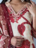 Crimson Bloom Tissue Shimmer Slim fit Suit Set - SALE - Image 5