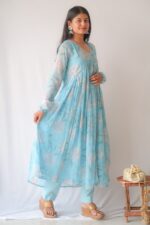 Aasmani Rang Anarkali Suit Set - Image 4